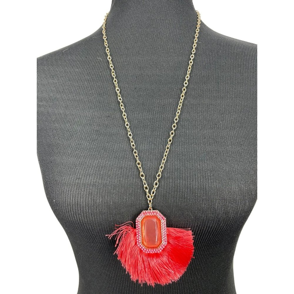SUGARFIX by Baublebar Strawberry Ice Coral Goldtone Adjustable Chain Emerald Sha